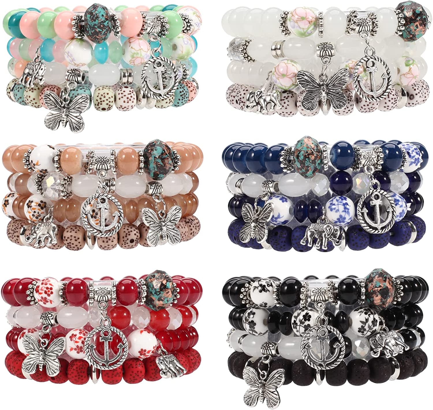 Solosoya Bohemian Boho Stackable Bracelets for Women Set, Girls Stretch Multilayer Stack Beads Colorful Beaded Charm Bracelets Girl Handmade Jewelry Apparel & Accessories > Jewelry > Bracelets Solosoya Color T  