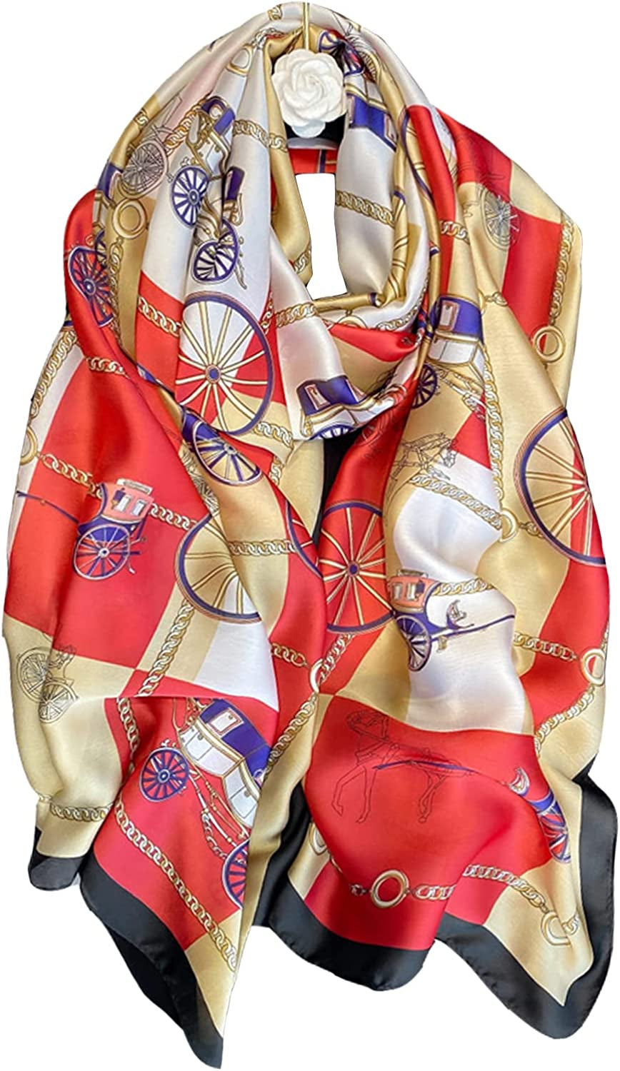 Fashion Scarves 100% Silk Felling Scarf Long Lightweight Sunscreen Shawls Wrap for Women Hair Scarves Apparel & Accessories > Clothing Accessories > Scarves & Shawls Aufeel Red Fashion  