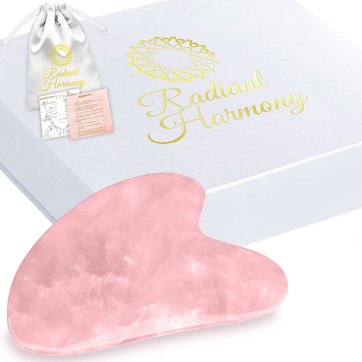 Radiant Harmony Gua Sha - Rose Quartz Gua Sha Facial Tools as Face Massager - Guasha Tool for Face Skin Care Tools - Easy to Use - Arrives in a Luxury Box & Bag with Guide - Gifts for Women Health & Beauty > Personal Care > Cosmetics > Cosmetic Tools > Skin Care Tools RADIANT HARMONY Rose Quartz Gua Sha  