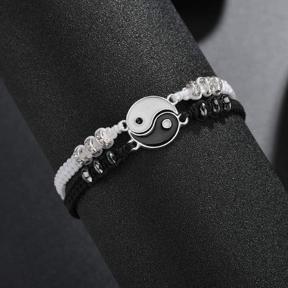 Best Friend Bracelets for 2 Matching Yin Yang Adjustable Cord Bracelet for Bff Friendship Relationship Boyfriend Girlfriend Valentines Gift Apparel & Accessories > Jewelry > Bracelets ButiShop   