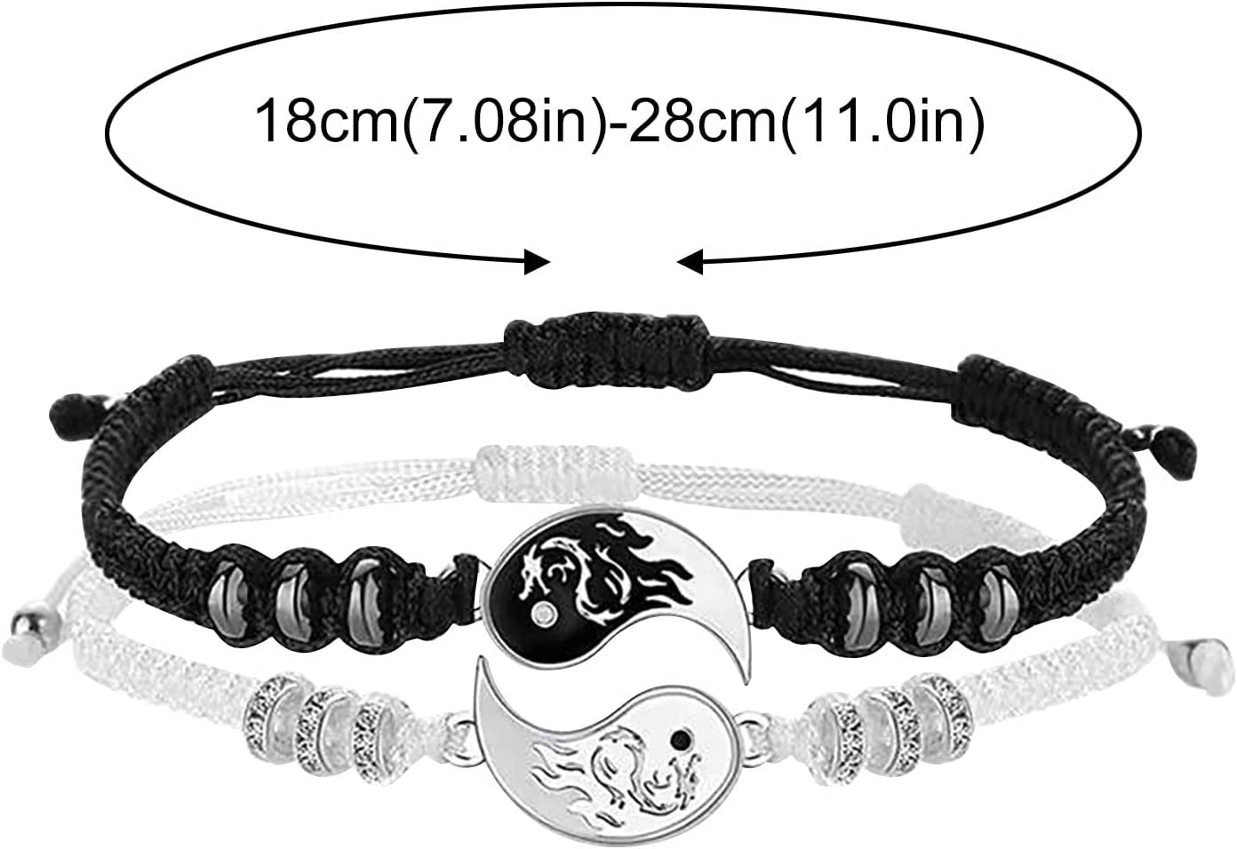 Link Chain Bracelets for Women Men Best Friend Bracelets 2 Matching Yin and Yangs Adjustable Rope Bracelets for Friendship Relationship Boyfriend Trendy Dainty Simple Fashion Style (A, One Size) Apparel & Accessories > Jewelry > Bracelets Generic   