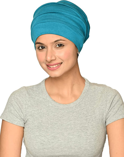 SAKUCHI Chemo Silky Soft Slouchy Snood Bamboo Cap Beanie, for Women Cancer Hair Loss Turban Apparel & Accessories > Clothing Accessories > Headwear SAKUCHI Teal  