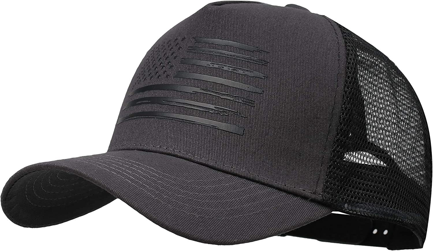 VIONLAN Baseball Cap American Flag Trucker Hat for Men Women 3D Embossed Logo Adjustable Outdoor Mesh Snapback Hat Apparel & Accessories > Clothing Accessories > Hats VIONLAN Dark Gray/Black Flag  