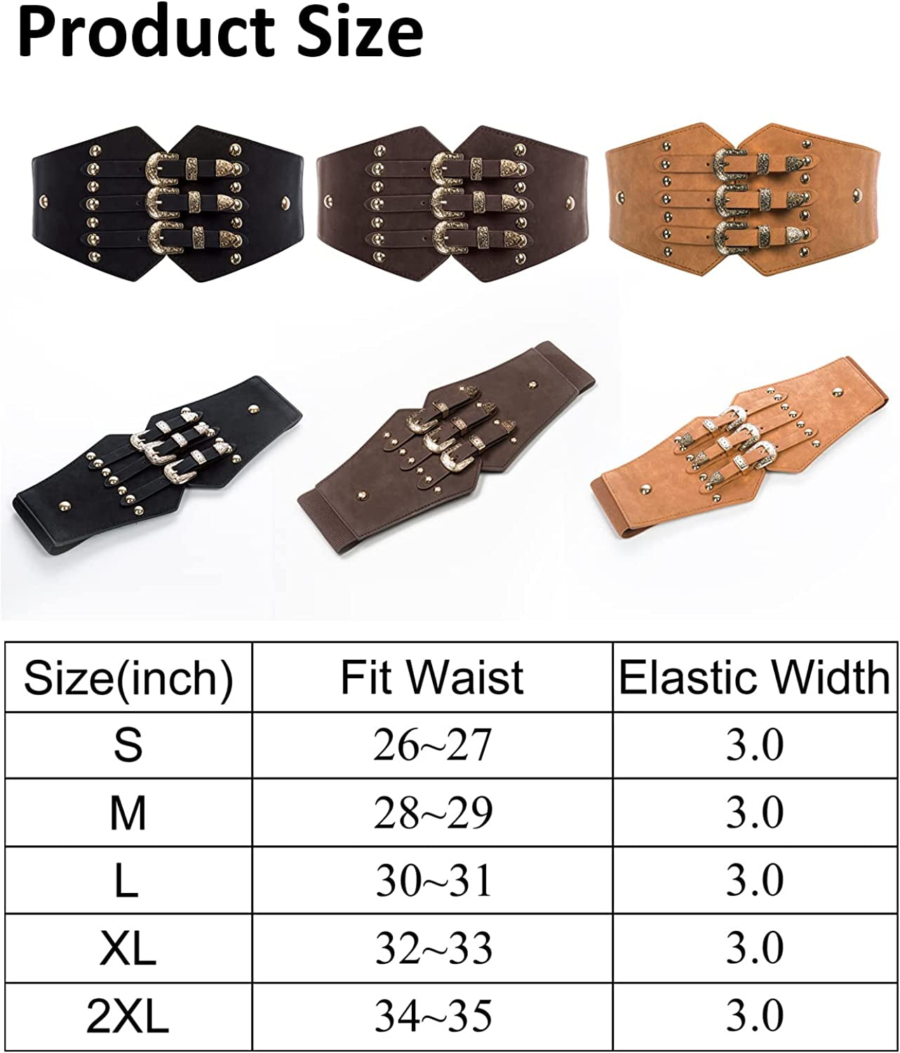 SCARLET DARKNESS Vintage Classic Cincher Wide Belt Elastic Leather Waist Belt Apparel & Accessories > Clothing Accessories > Belts Scarlet Darkness   