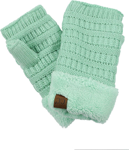 C.C Women'S Warm Knit Fingerless Half Finger Fleece Lined Winter Gloves Apparel & Accessories > Clothing Accessories > Gloves & Mittens C.C Mint  