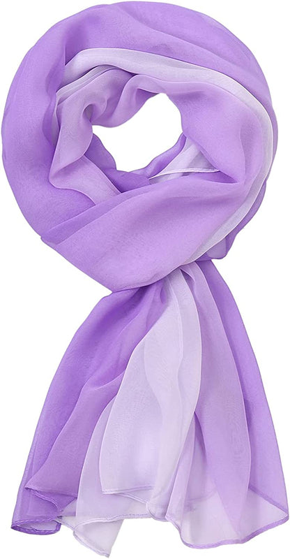Ombre Silk Scarf Oblong Gradiente Scarves Lightweight Accent Scarfs for Women Apparel & Accessories > Clothing Accessories > Scarves & Shawls Yeieeo Lavender  