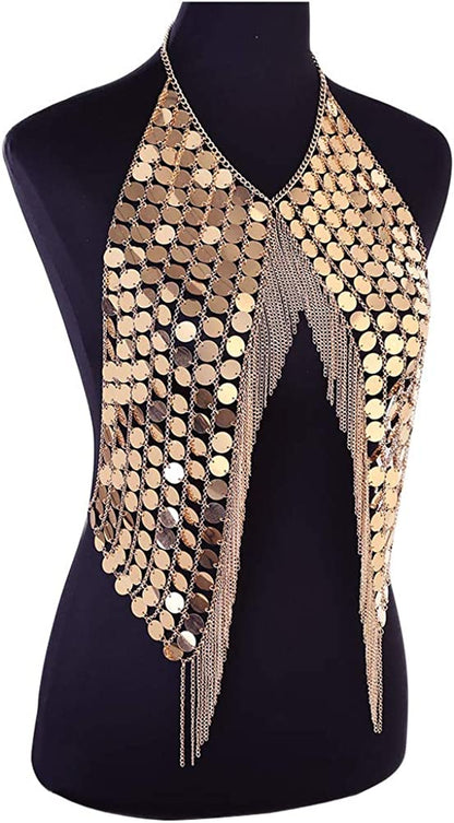DOTASI Women'S Sexy Halter Backless Tank Top Bra Body Chain Necklace Tassels Party Apparel & Accessories > Jewelry > Body Jewelry DOTASI   