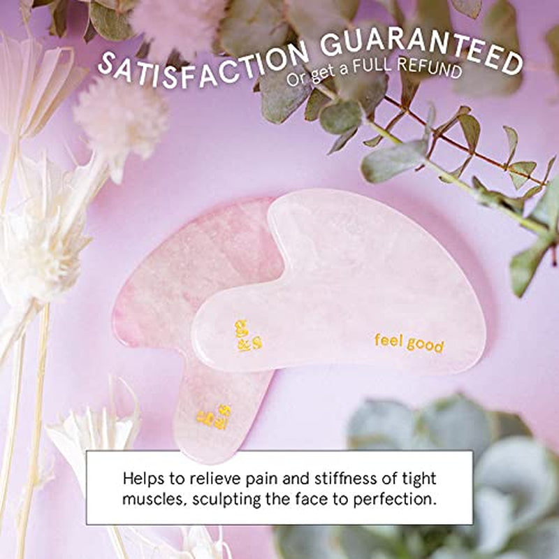 Rose Quartz Gua Sha Massage Tool - Guasha Tool for Face - Skincare Gua Sha Stone - Sculpting Jawline, Lymphatic Drainage, Depuffing, Massager - Face Gua Sha - Gusha Facial Tools for Scraping (Pink) Health & Beauty > Personal Care > Cosmetics > Cosmetic Tools > Skin Care Tools Grace & Stella   