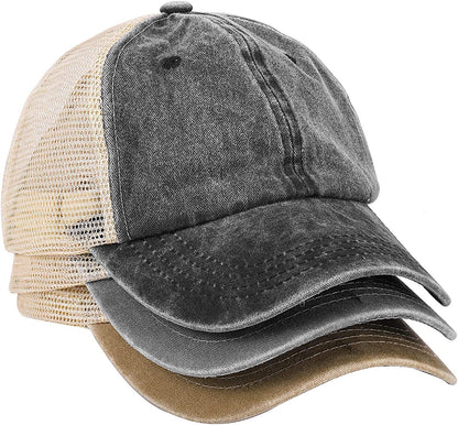 MEINICY 3 Pack Washed Plain Baseball Cap, Retro Adjustable Dad Hats Gift for Men/Women,Unstructured/Cotton Apparel & Accessories > Clothing Accessories > Hats MEINICY Black+gray+khaki  