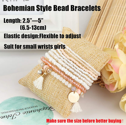 MILACOLATO 6Sets Boho Bead Bracelets Set Multilayered Stackable Bracelets Comfortable Stretch Bracelets Multicolor Bohemian Charm Bracelets for Women Girls Apparel & Accessories > Jewelry > Bracelets MILACOLATO   