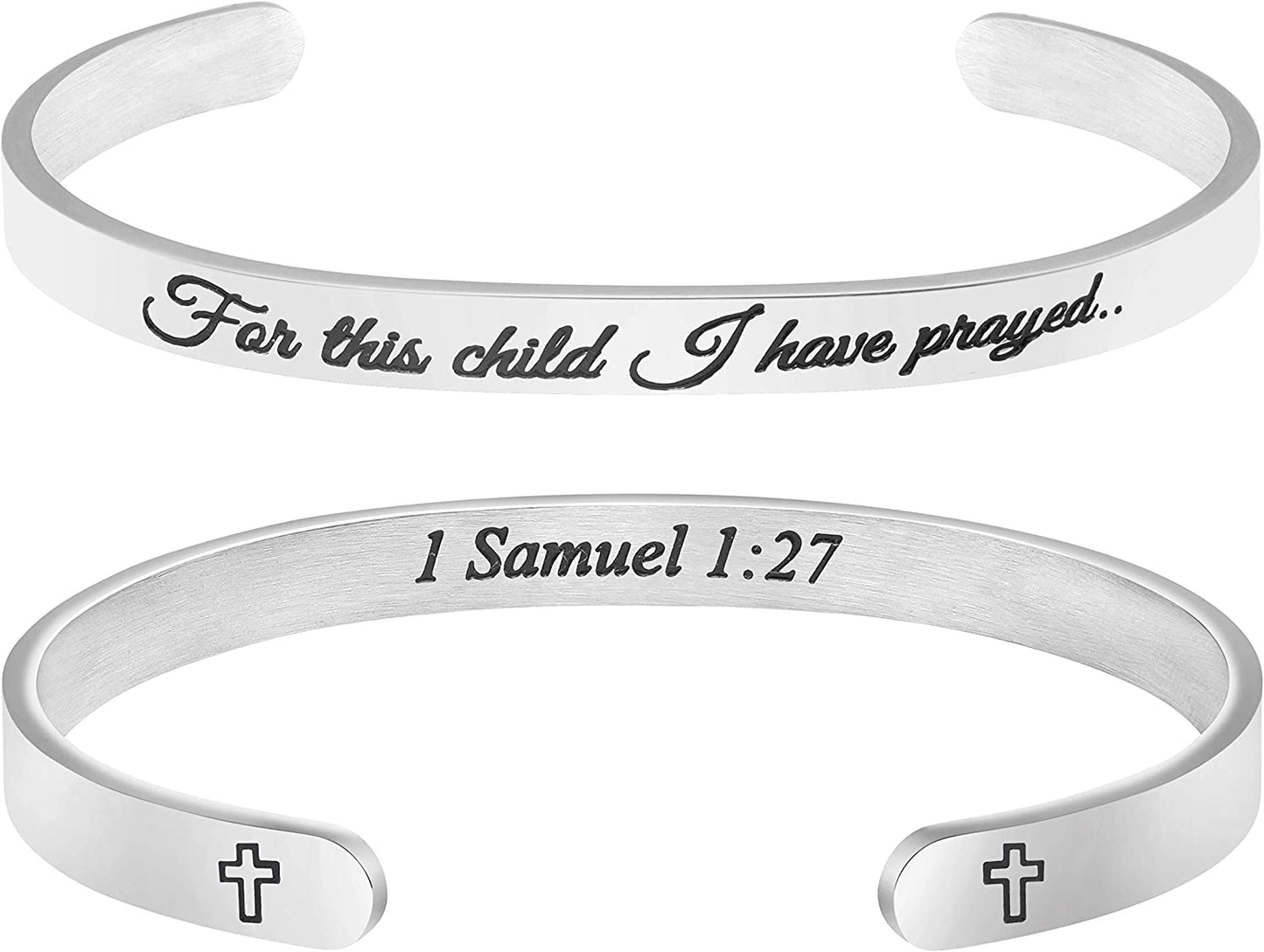 Christian Bracelets for Women Inspirational Gifts Bible Verse Religious Faith Jewelry Cuff Bracelet Mothers Day Christmas Birthday Jewelry for Her Mother Daughter Apparel & Accessories > Jewelry > Bracelets Memgift 1 Samuel 1:27-For this child I have prayed  