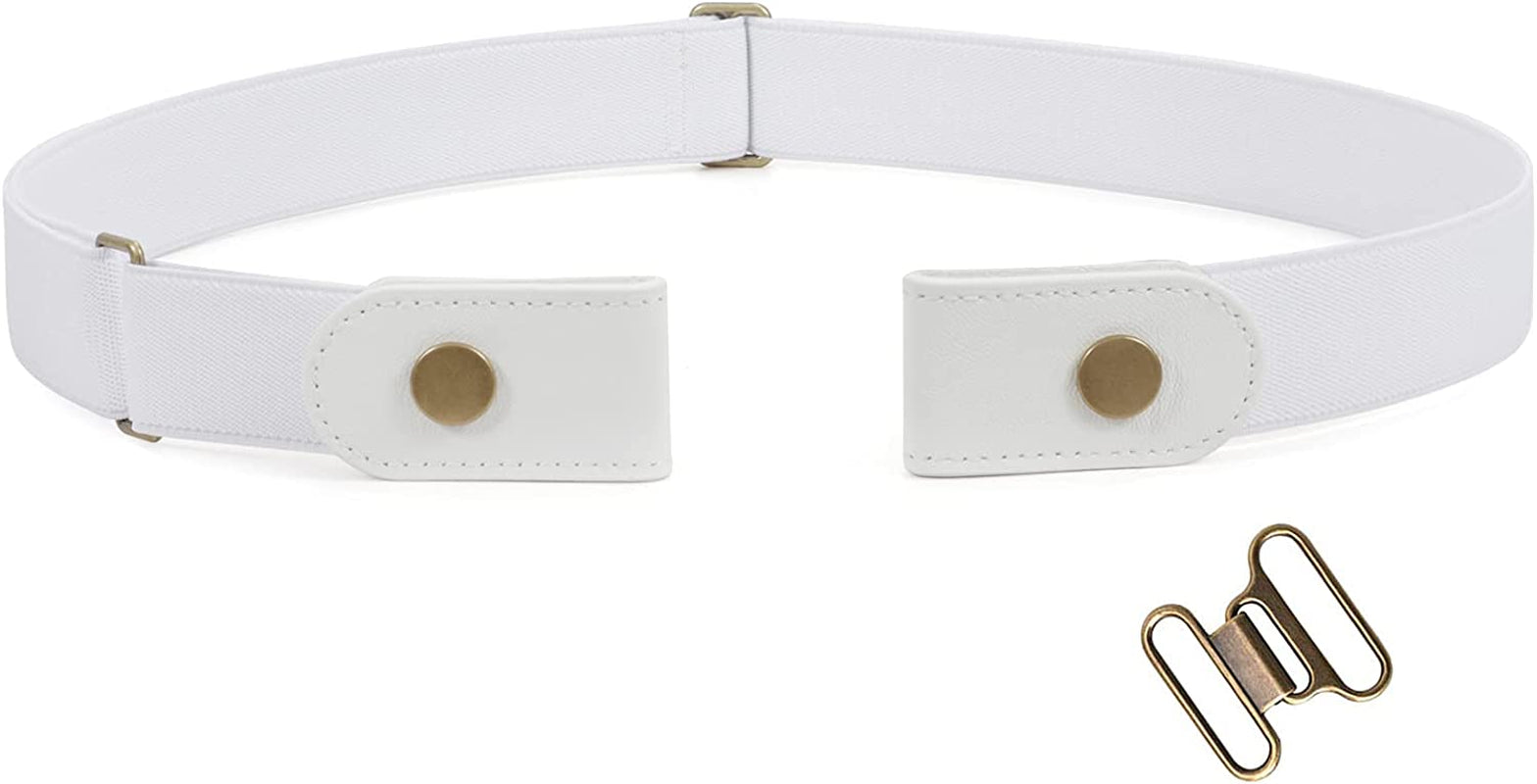 No Buckle Stretch Belt for Women Men Elastic Waist Belt up to 72 Inch for Jeans Pants Apparel & Accessories > Clothing Accessories > Belts WERFORU H-white Pants Size 23"-30" 