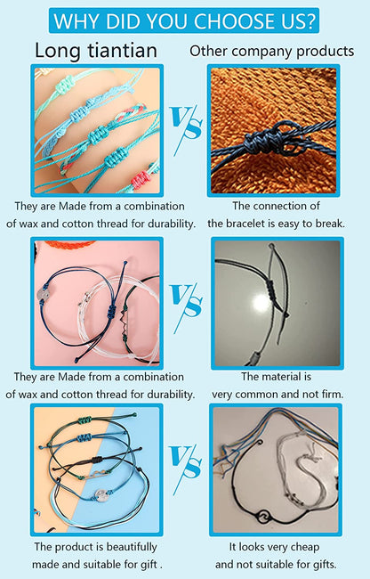 Long Tiantian Wave Bracelets for Teen Girls Cute Boho Braided String Beach Ocean Bracelet for Women Summer Jewelry Gift Apparel & Accessories > Jewelry > Bracelets Long tiantian   