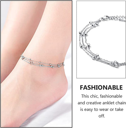 Generic Foot Chain Bead Multilayers Titanium Steel Ankle Bracelet for Women Cute Summer Adjustable Anklets Beach Jewelry Gifts Apparel & Accessories > Jewelry > Anklets generic   
