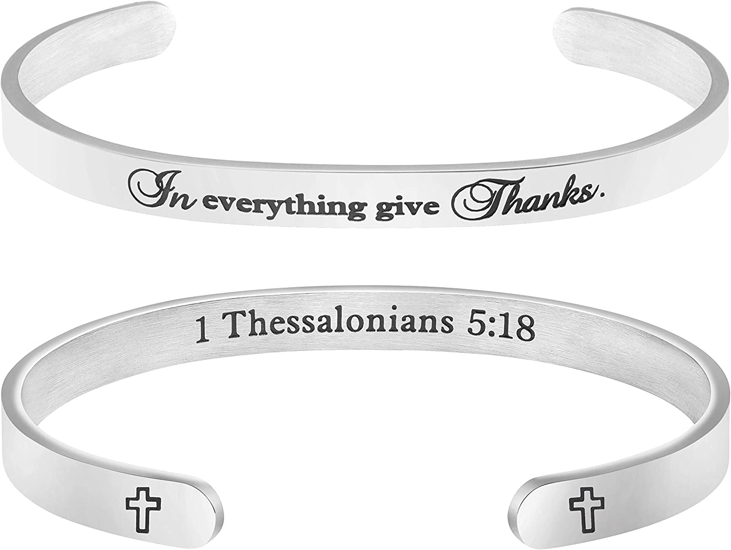 Christian Bracelets for Women Inspirational Gifts Bible Verse Religious Faith Jewelry Cuff Bracelet Mothers Day Christmas Birthday Jewelry for Her Mother Daughter Apparel & Accessories > Jewelry > Bracelets Memgift 1 Thessalonians 5:18-In everything give Thanks  