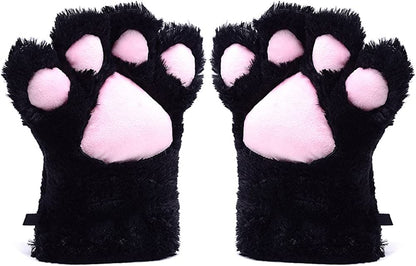 Odema Womens Winter Warm Gloves Cosplay Cat Paw All Cover Mittens for Girls Apparel & Accessories > Clothing Accessories > Gloves & Mittens Odema Black  