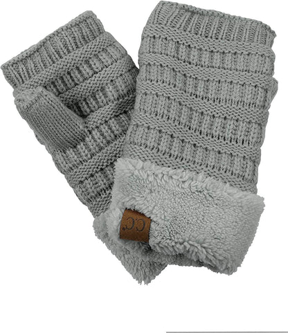 C.C Women'S Warm Knit Fingerless Half Finger Fleece Lined Winter Gloves Apparel & Accessories > Clothing Accessories > Gloves & Mittens C.C Light Mel Grey  