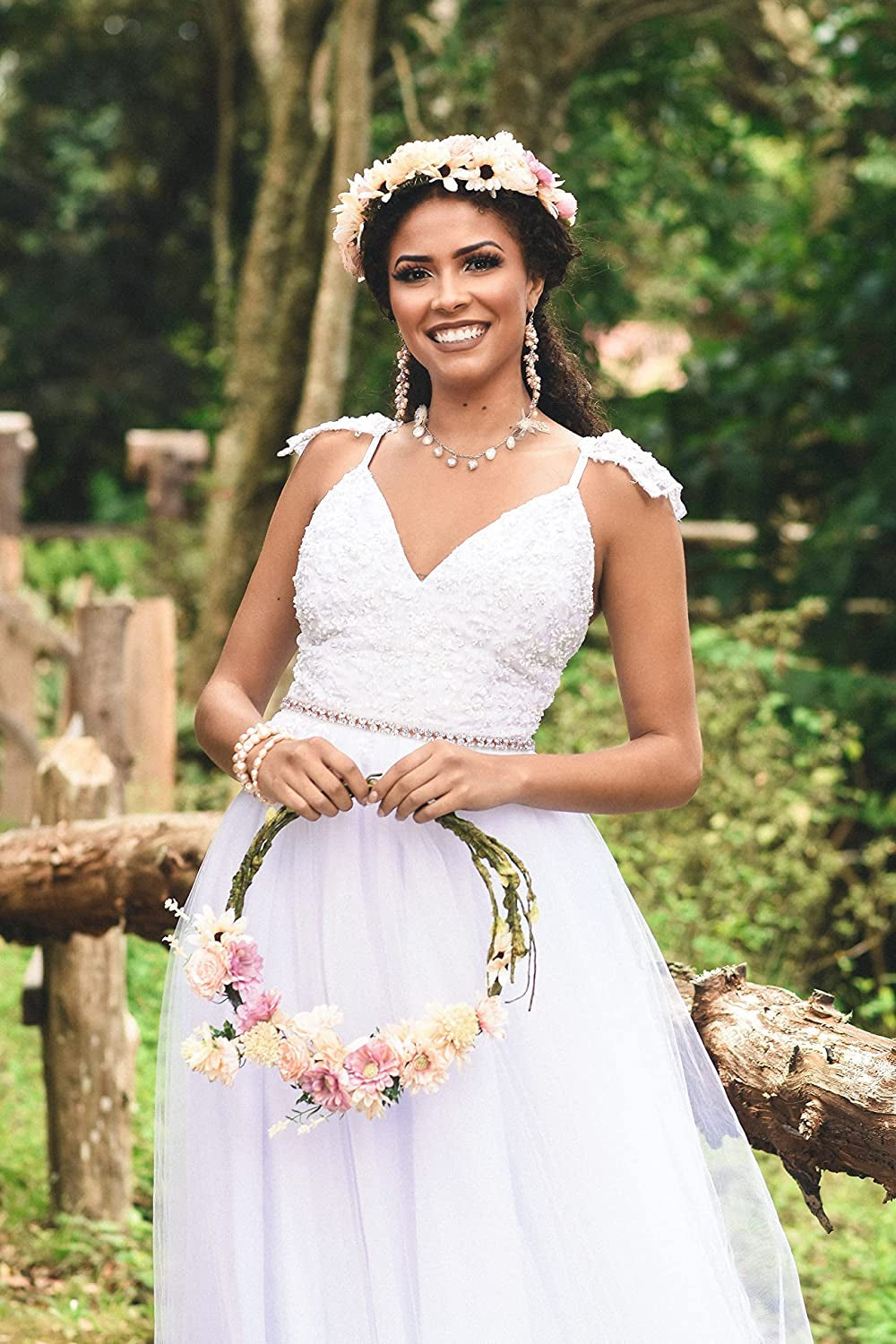SWEETV Bridal Belt with Rhinestones Wedding Dress Belt Crystal Headband Bride Bridesmaids Sash, Silver Apparel & Accessories > Clothing Accessories > Belts SWEETV   