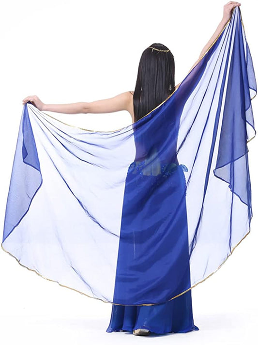 Lightweight Semicircle Chiffon Hand Scarf Belly Dance Costume Outfit Hip Scarf Sequin Trim Shawls Veils Apparel & Accessories > Clothing Accessories > Scarves & Shawls SHOWYOU Blue  