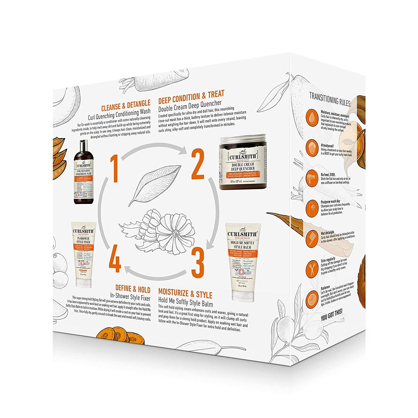 Curlsmith - Transition Kit - Vegan Haircare Kit for Dry, Wavy, Curly or Coily Hair (1 X 12Oz, 1 X 8Oz, 2 X 2Oz) Health & Beauty > Personal Care > Hair Care CURLSMITH   