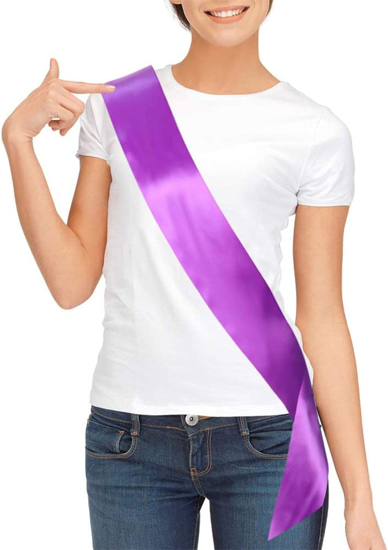 Blank Satin Sash, Plain Sash, Party Decorations, Make Your Own Sash (Pink) Apparel & Accessories > Clothing Accessories > Sashes TREORSI Purple  