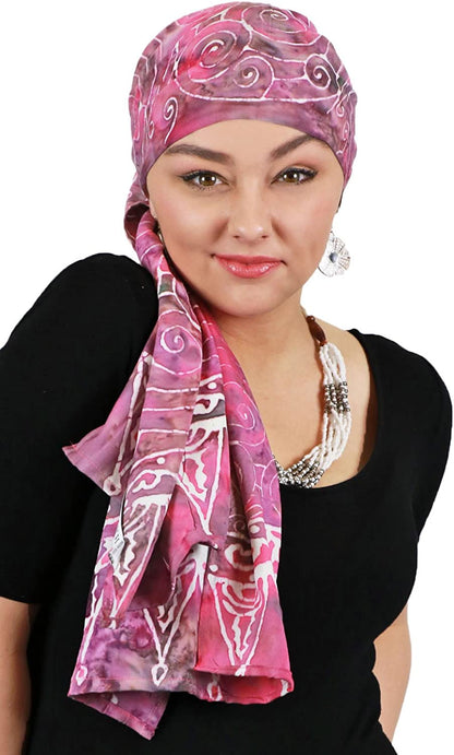 Hats, Scarves & More Headscarf Head Wrap for Women Chemo Headwear Cancer Scarf Head Covering Bali Batik 15 X 60 Inches Apparel & Accessories > Clothing Accessories > Headwear Hats Scarves & More Paradise Pink  