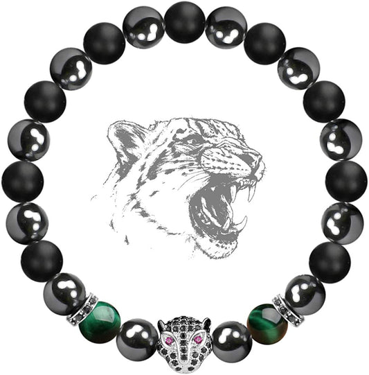 Karseer Black Panther Natural Stone Anxiety Bracelet Healing Crystals and Magnetic Energy Balance Stress Relief Beaded Bracelet Yoga Meditation Praying Protection Jewelry Gift Apparel & Accessories > Jewelry > Bracelets Karseer   