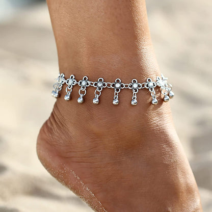 Beach Bells Ankle Bracelets for Women Girls Style Chain Beach Anklet Bracelet Jewelry Anklet Adjustable Size Wave Bracelet Smart Bracelet (Silver, One Size) Apparel & Accessories > Jewelry > Anklets Generic   