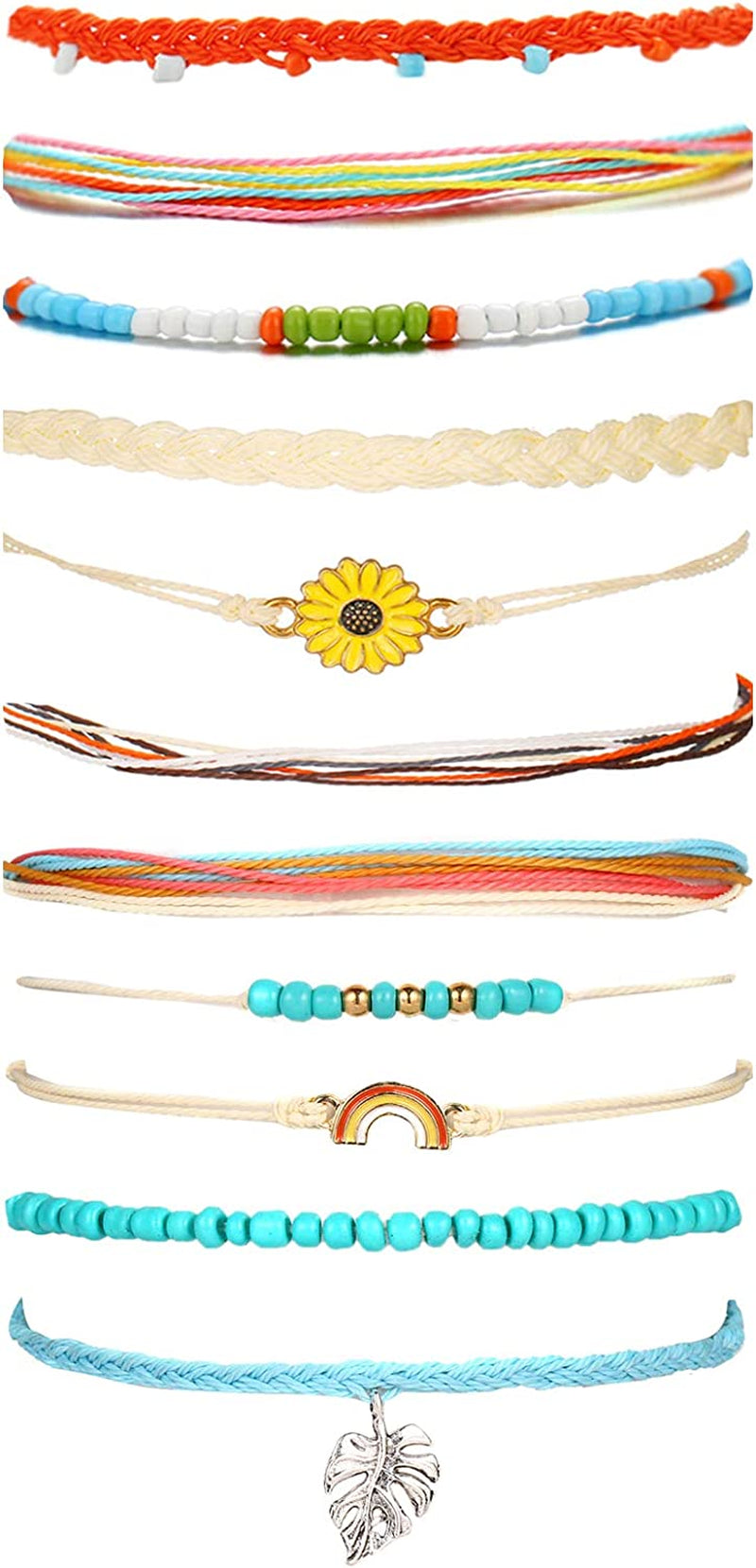 Waterproof String Bracelets for Girls Summer Wave Bracelet Friendship Handmade Wave Bracelet Apparel & Accessories > Jewelry > Bracelets Highven J-11pcs-String Bracelets  