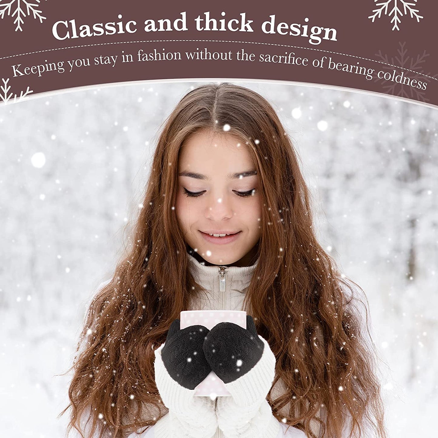 SATINIOR 3 Pairs Women'S Winter Knit Mittens Gloves Warm Soft Lining Gloves Thick Wool Gloves for Winter Cold Weather,Adult Size Apparel & Accessories > Clothing Accessories > Gloves & Mittens SATINIOR   