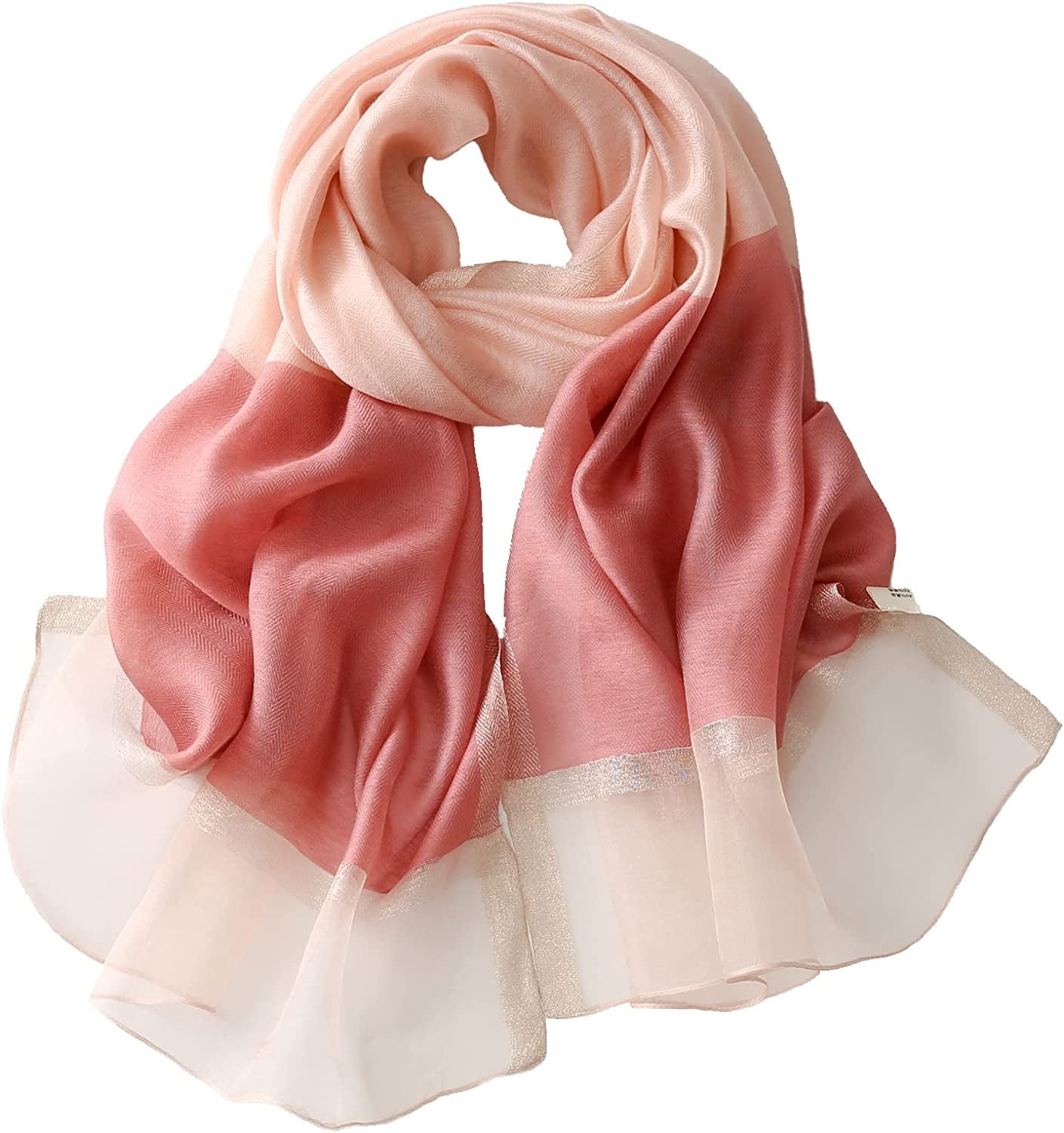 WINCESS YU Solid Color Mulberry Silk Scarf for Women Soft Blanket Shawl Beach Gauze Scarves and Wraps for for All Season Apparel & Accessories > Clothing Accessories > Scarves & Shawls WINCESS.YU Pink  