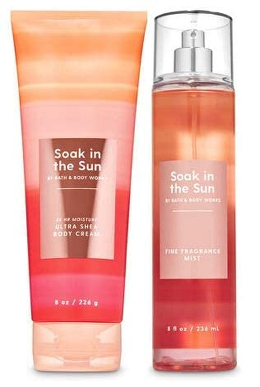 Bath and Body Works - SOAK in the SUN - PEACH SUNSET - Duo Gift Set - Body Cream and Fine Fragrance Mist - Full Size Health & Beauty > Personal Care > Cosmetics > Bath & Body Bath & Body Works   