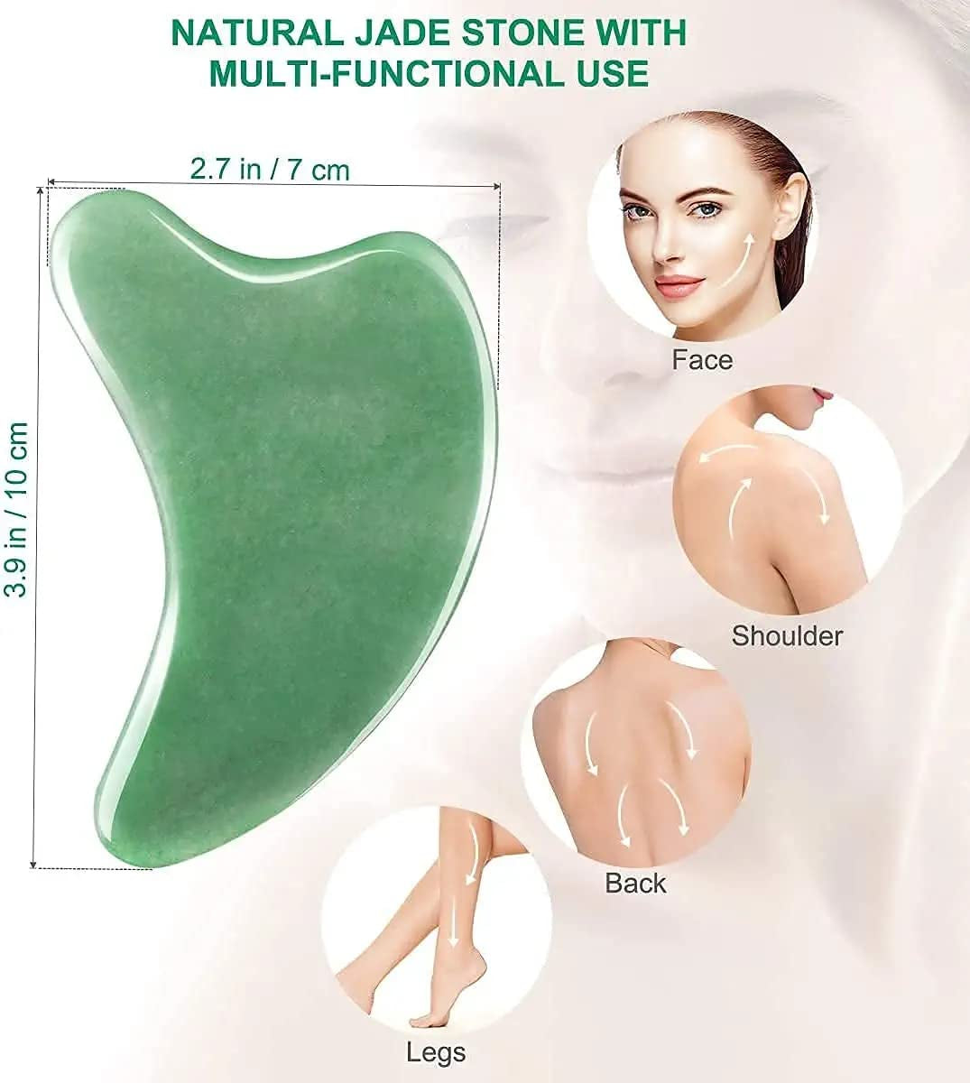 Jade Guasha Tool for Face - Gua Sha Facial Tools Stone for Face and Body Massage Skincare Prevents Wrinkles Health & Beauty > Personal Care > Cosmetics > Cosmetic Tools > Skin Care Tools icolorfuled   