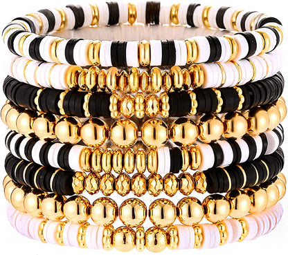Surfer Heishi Bracelets for Women Stackable Rainbow Vinyl Disc Clay Beaded Stretch Bracelets Elastic Layering Friendship Bracelets Boho Summer Beach Jewelry Apparel & Accessories > Jewelry > Bracelets XOCARTIGE Style E  