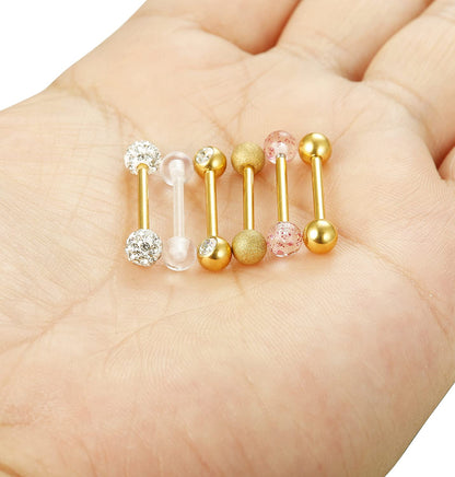 FINREZIO 14G 12-18Mm Stainless Steel Nipple Tongue Ring Barbell Nipplerings Body Piercing Jewelry 12Pcs Apparel & Accessories > Jewelry > Body Jewelry FINREZIO   