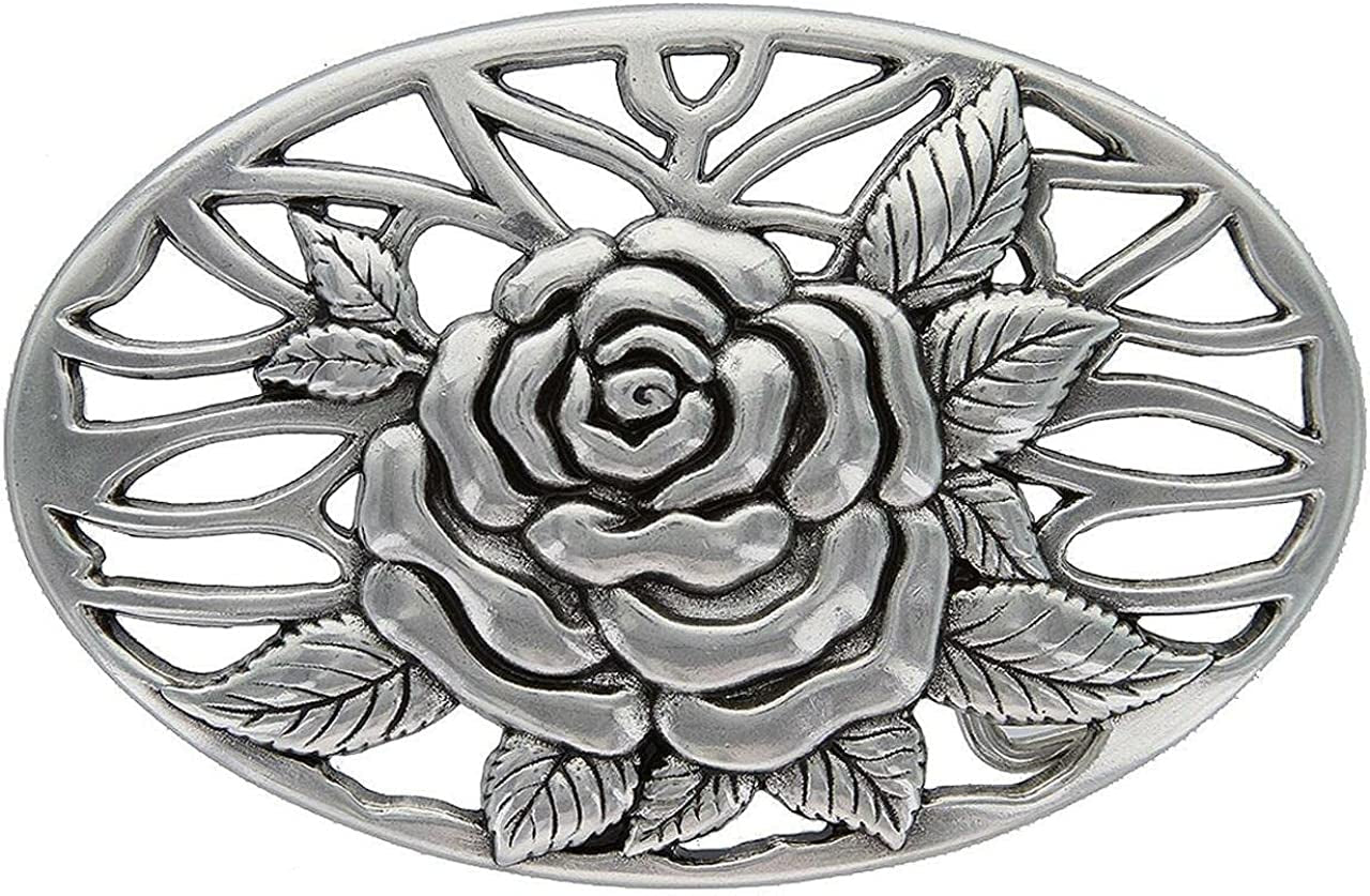 Rose Heart Flower Rhinestone Replacement Belt Buckle Fits 1-1/2"(38Mm) Belt Strap-Multi-Style Options Apparel & Accessories > Clothing Accessories > Belt Buckles Belts.com Type Buckle K - Ha0493 Antiquesilver 1-1/2" 