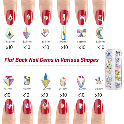 Nail Art Rhinestones - 120 Pcs Multi Shapes Crystal 1728 Pcs Rhinestones for Nails Pixie Beads Nail Metal Charms Nail Paper Forms with Nail Rhinestone Picker Dotting Tool Health & Beauty > Personal Care > Cosmetics > Cosmetic Tools > Nail Tools Kefee Kol   