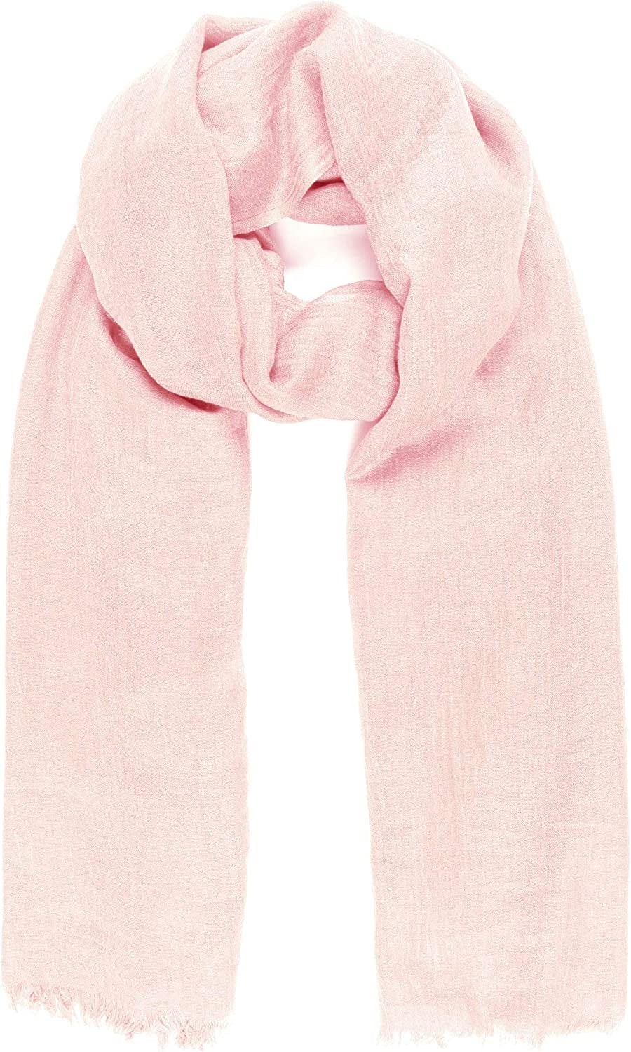 Scarfs for Women Fashion Lightweight Solid Colors Wrap Shawl for Fall Winter Apparel & Accessories > Clothing Accessories > Scarves & Shawls MIMOSITO 2 Fringed Edges, Soft Pink  