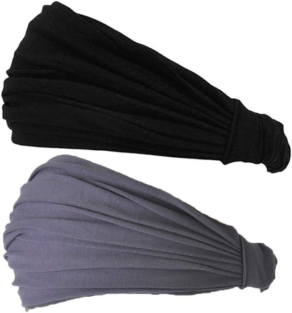 CCHARM Headband Bandana Japanese Style - Mens Head Wrap Womens Hair Band by Casualbox Apparel & Accessories > Clothing Accessories > Bandanas & Headties CCHARM Black & Dark Gray 2-Pack Medium 