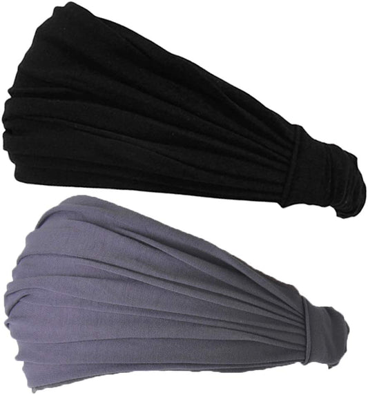 CCHARM Headband Bandana Japanese Style - Mens Head Wrap Womens Hair Band by Casualbox Apparel & Accessories > Clothing Accessories > Bandanas & Headties CCHARM Black & Dark Gray 2-Pack Medium 