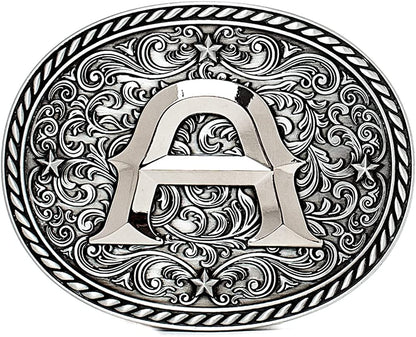 Western Cowboy/Cowgirl Initial Belt Buckle - Large, Letter Buckles for Men and Women Apparel & Accessories > Clothing Accessories > Belt Buckles Itera A  