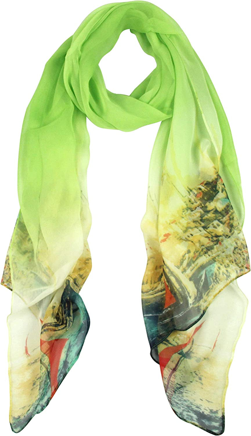 Long Chiffon Fashion Scarf - Pantonight Lightweight Chiffon Sheer for Women Apparel & Accessories > Clothing Accessories > Scarves & Shawls PANTONIGHT Fluorescent Green 739  
