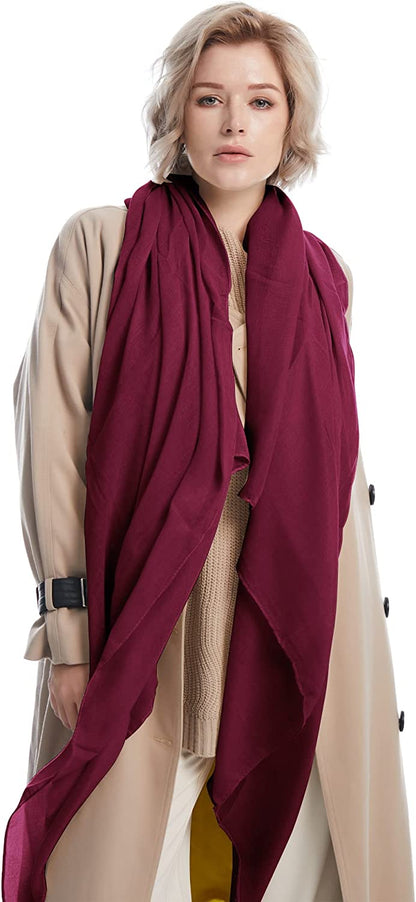 Missshorthair Womens Solid Color Scarfs Long Lightweight Scarf for Women Large Sheer Wrap Shawl Apparel & Accessories > Clothing Accessories > Scarves & Shawls MissShorthair 10 Burgundy  