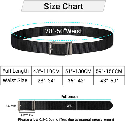 ITIEZY Men'S Nylon Ratchet Belt 2Pack, Adjustable Web Military Tactical Belt with Automatic Slide Buckle, Trim to Fit Apparel & Accessories > Clothing Accessories > Belts ITIEZY   