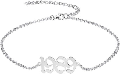 QJLE Ankle Bracelets for Women,Personalized Birth Year Number Gold Anklets for Women,Summer Beach Foot Chain Dainty Anklet Jewelry Birthday Gifts for Her Apparel & Accessories > Jewelry > Anklets QJLE Silver 1989  