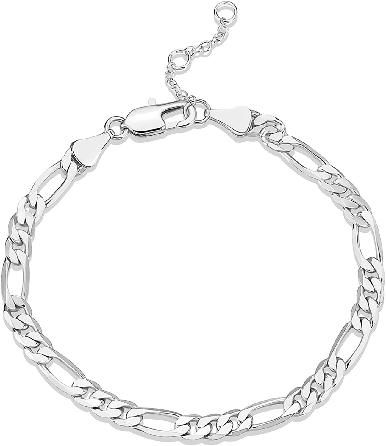 PAVOI 14K Gold Plated Paperclip/Curb/Figaro Chain Adjustable Bracelet for Women Apparel & Accessories > Jewelry > Bracelets PAVOI Figaro-L white gold plated 