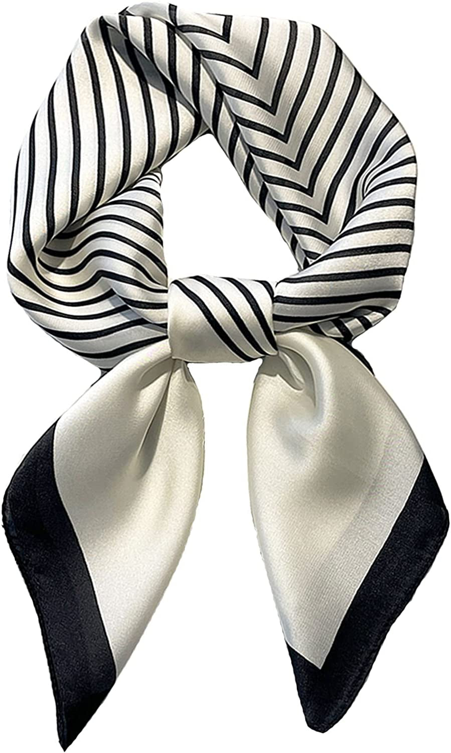 Fashion Hair Scarf for Women Lightweight Silk Feeling Head Scarves Square Bandanas 27.5× 27.5 Inches Apparel & Accessories > Clothing Accessories > Bandanas & Headties Roizsx F-black and White Stripes  