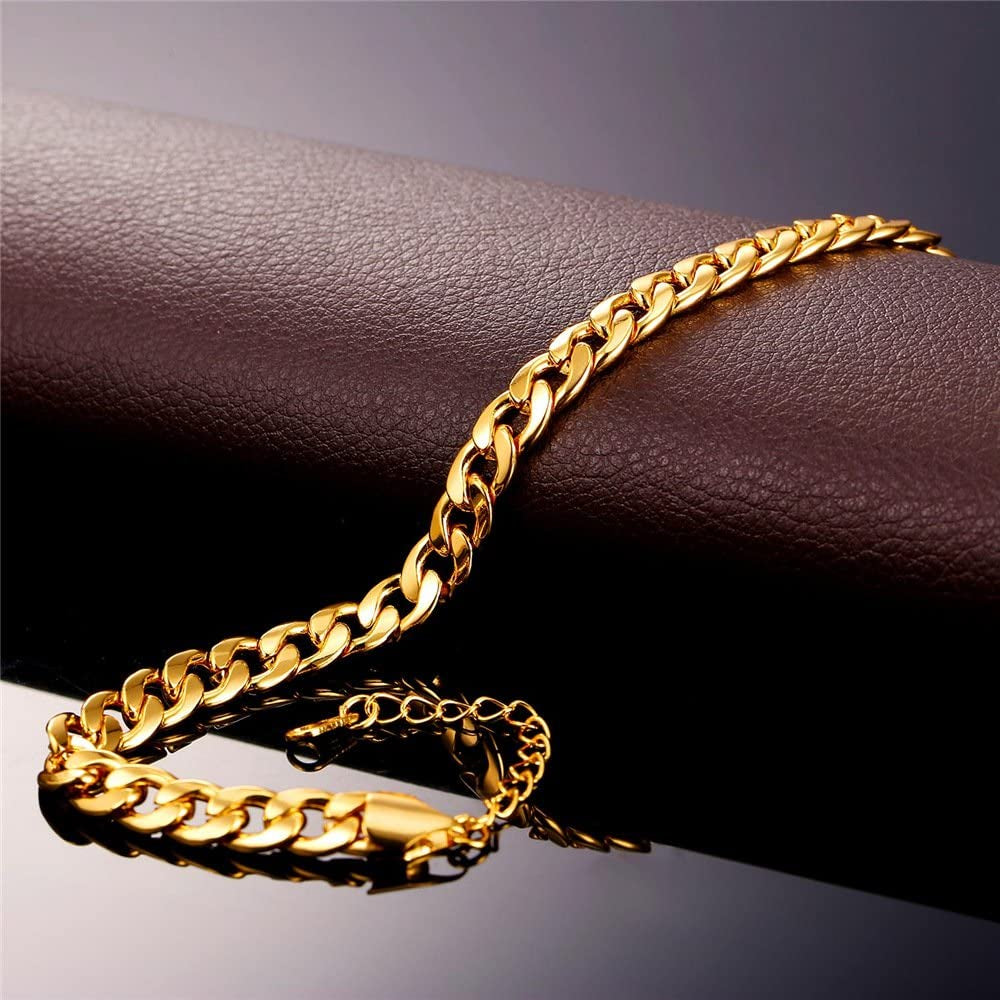 Women Girls Barefoot Jewelry 18K Gold or Rose Gold Stainless Steel Heart / Rope / Figaro / Cuban Chain Anklet Foot Bracelet, 25-30 CM Long Apparel & Accessories > Jewelry > Anklets U7 Jewelry   