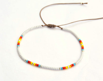 Boho Anklet, Native American Jewelry, Unique Thin Beaded Ankle Bracelet for Women or Girls, Colorful Bohemian Hippie Beach Waterproof Foot Jewelry, Handmade by Tribes Apparel & Accessories > Jewelry > Anklets Tribes by Sara K   