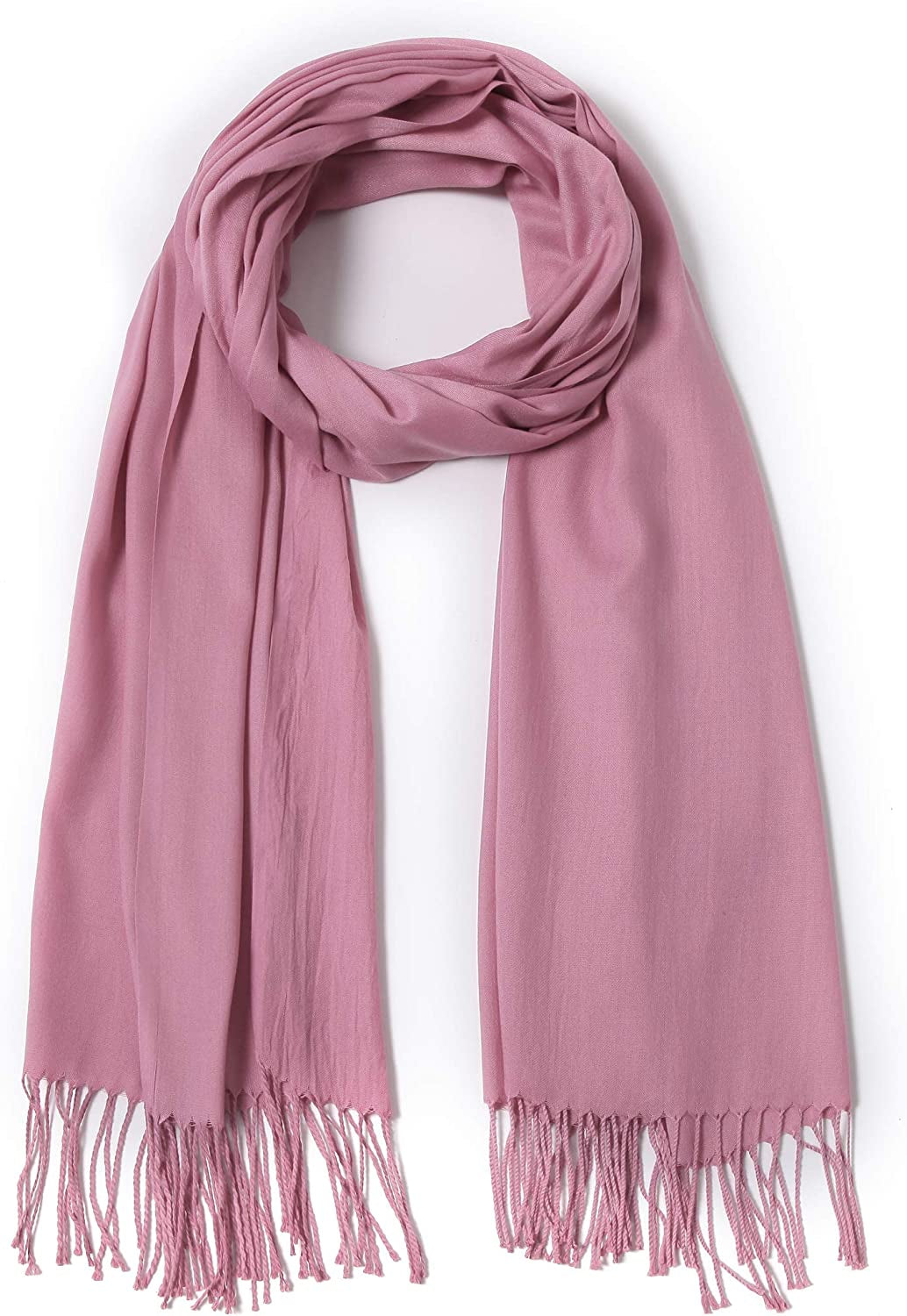 Pashmina Shawls and Wraps Large Scarfs for Women Wedding Party Bridal Long Fashion Solid Shawl Wrap with Fringes Apparel & Accessories > Clothing Accessories > Scarves & Shawls Cindy & Wendy Dusty Rose  